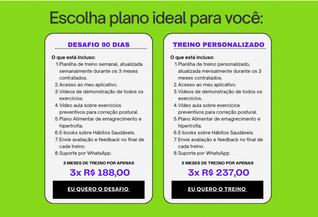 Planos e pacotes oferecidos